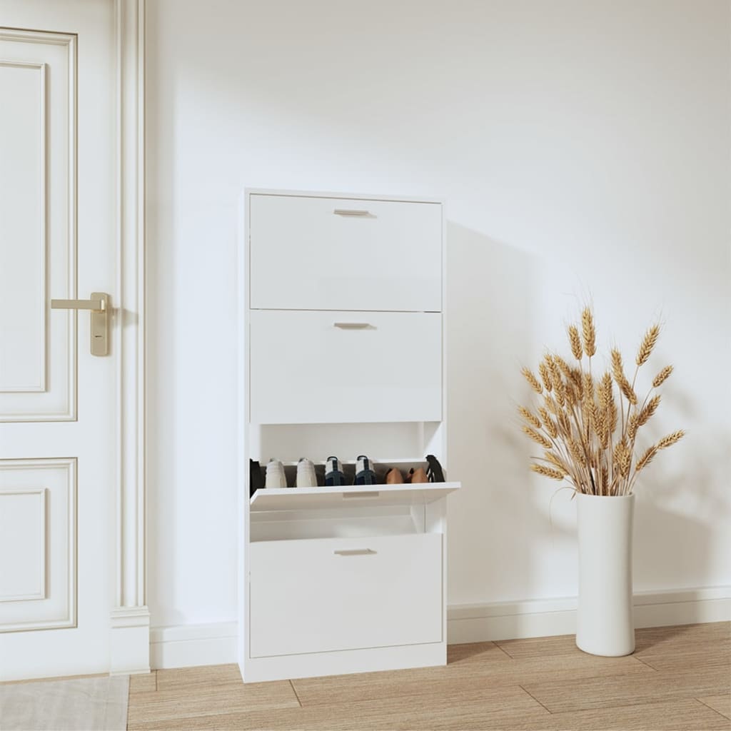 Shoe Cabinet Hand-Finished Pine 4 Drop-Down Drawers Tall & Narrow