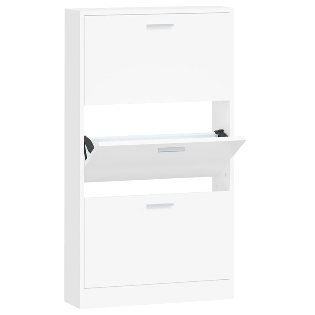 Shoe Cabinet Hand-Finished Pine 3 Drop-Down Drawers Rectangular