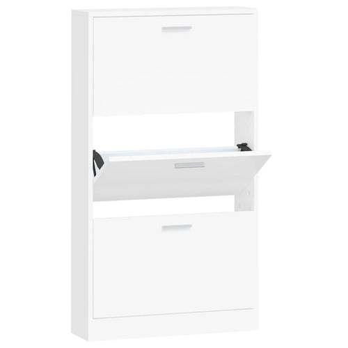 Shoe Cabinet Hand-Finished Pine 3 Drop-Down Drawers Rectangular