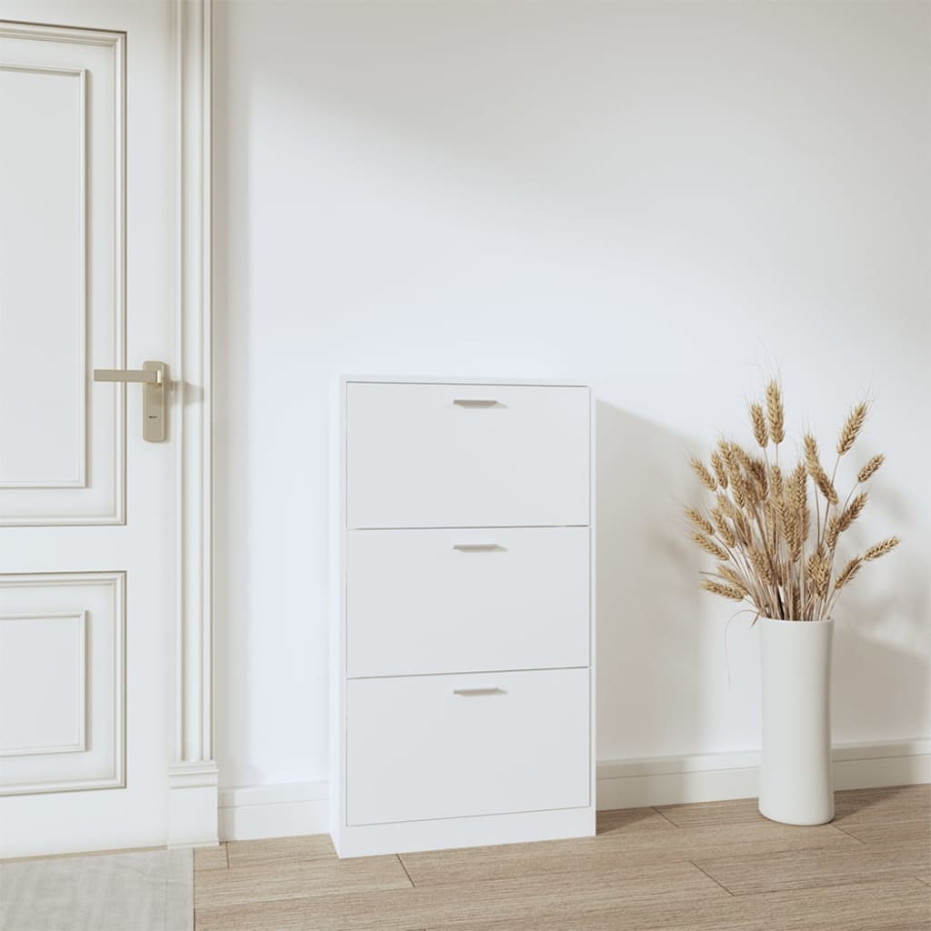 Shoe Cabinet Hand-Finished Pine 3 Drop-Down Drawers Rectangular