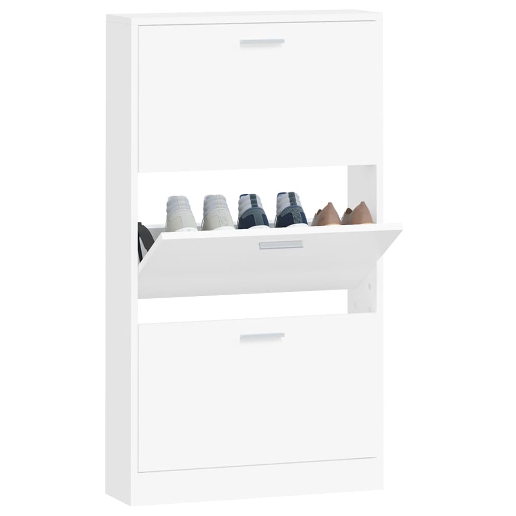 Shoe Cabinet Hand-Finished Pine 3 Drop-Down Drawers Rectangular