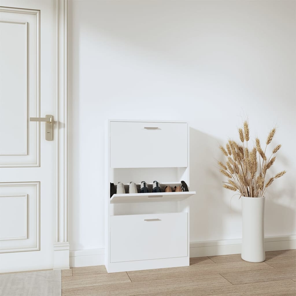 Shoe Cabinet Hand-Finished Pine 3 Drop-Down Drawers Rectangular