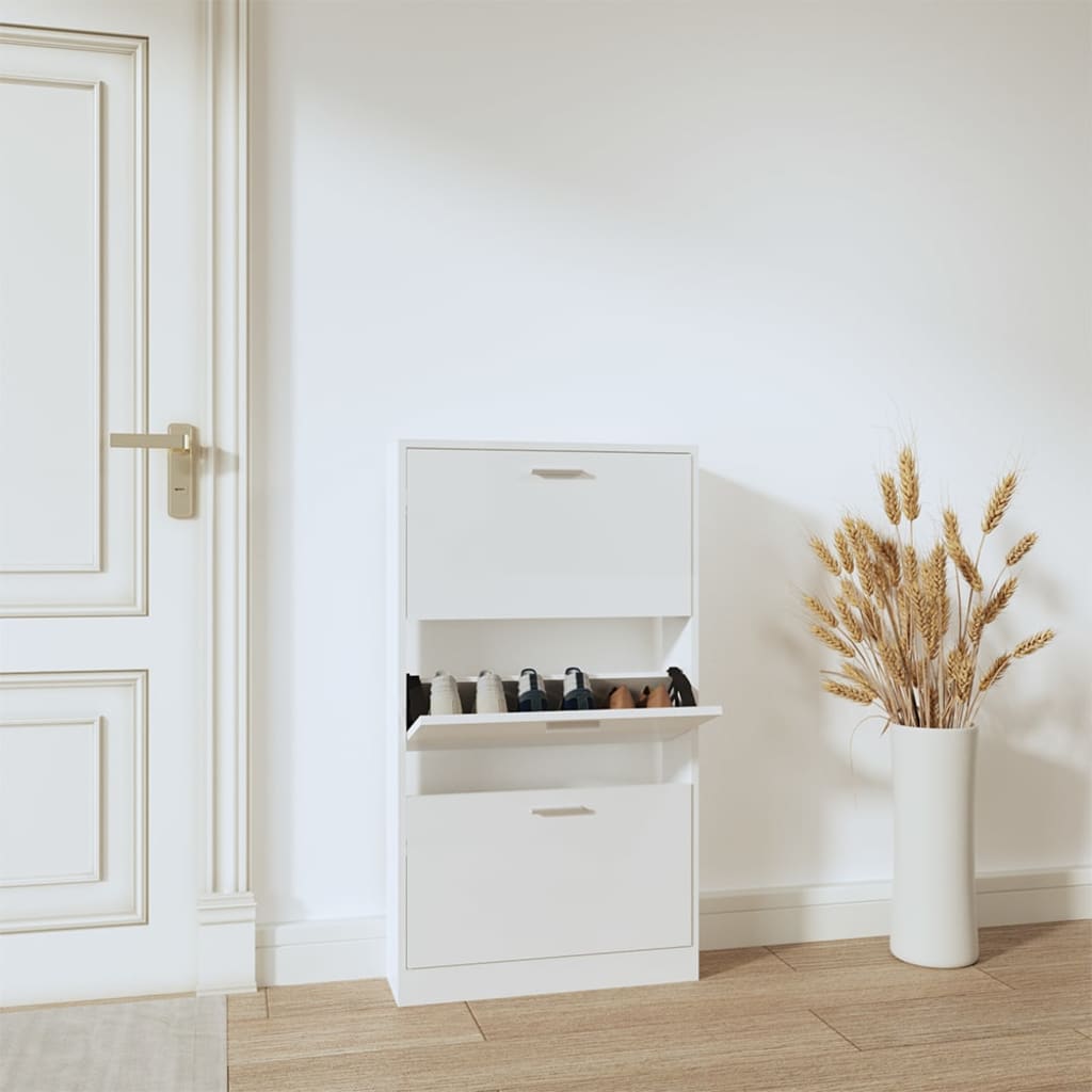 Shoe Cabinet Hand-Finished Pine 3 Drop-Down Drawers Rectangular