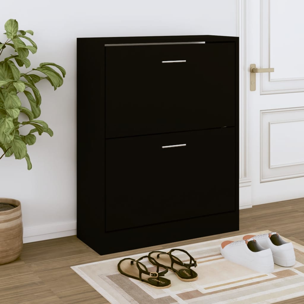 Shoe Cabinet Hand-Finished Pine 2 Drop-Down Drawers Rectangular