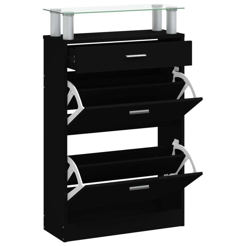Shoe Cabinet Hand-Finished Pine 3 Drop-Down Drawers Rectangular