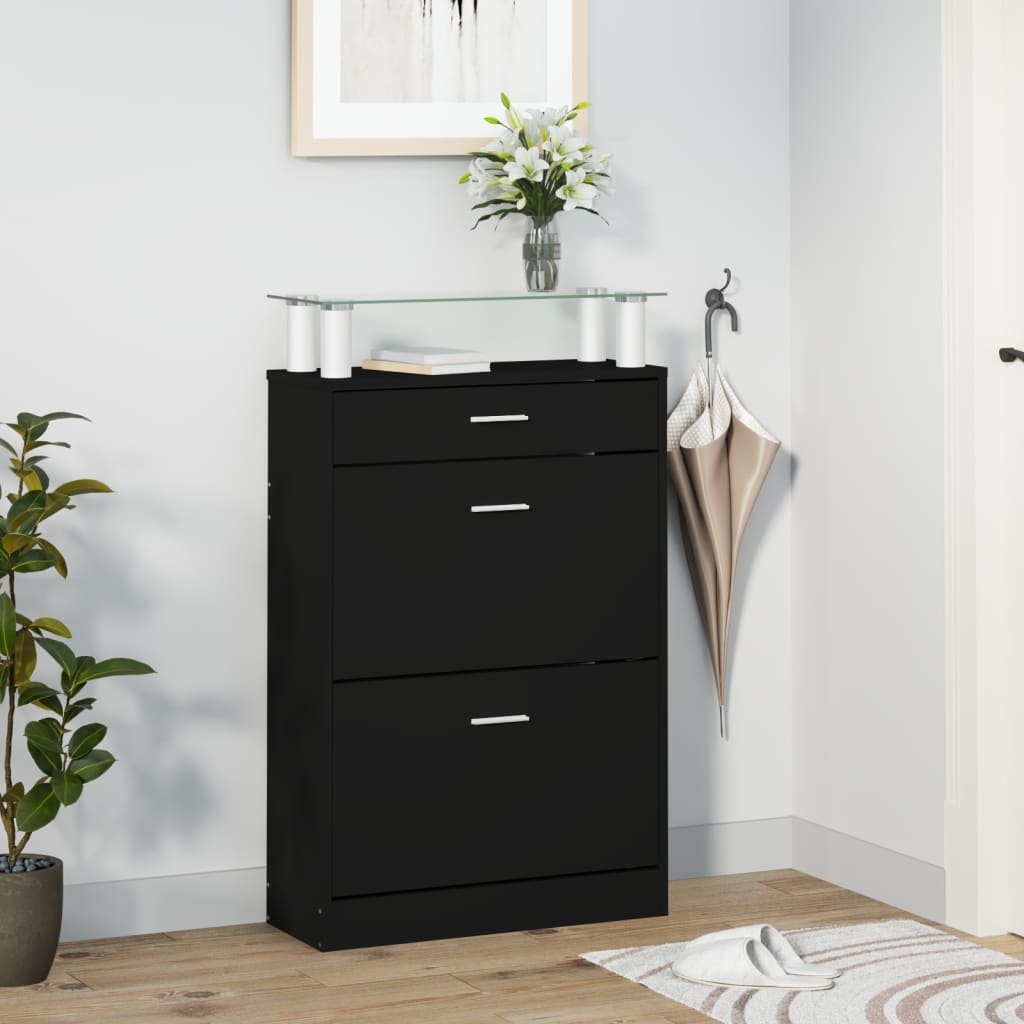 Shoe Cabinet Hand-Finished Pine 3 Drop-Down Drawers Rectangular