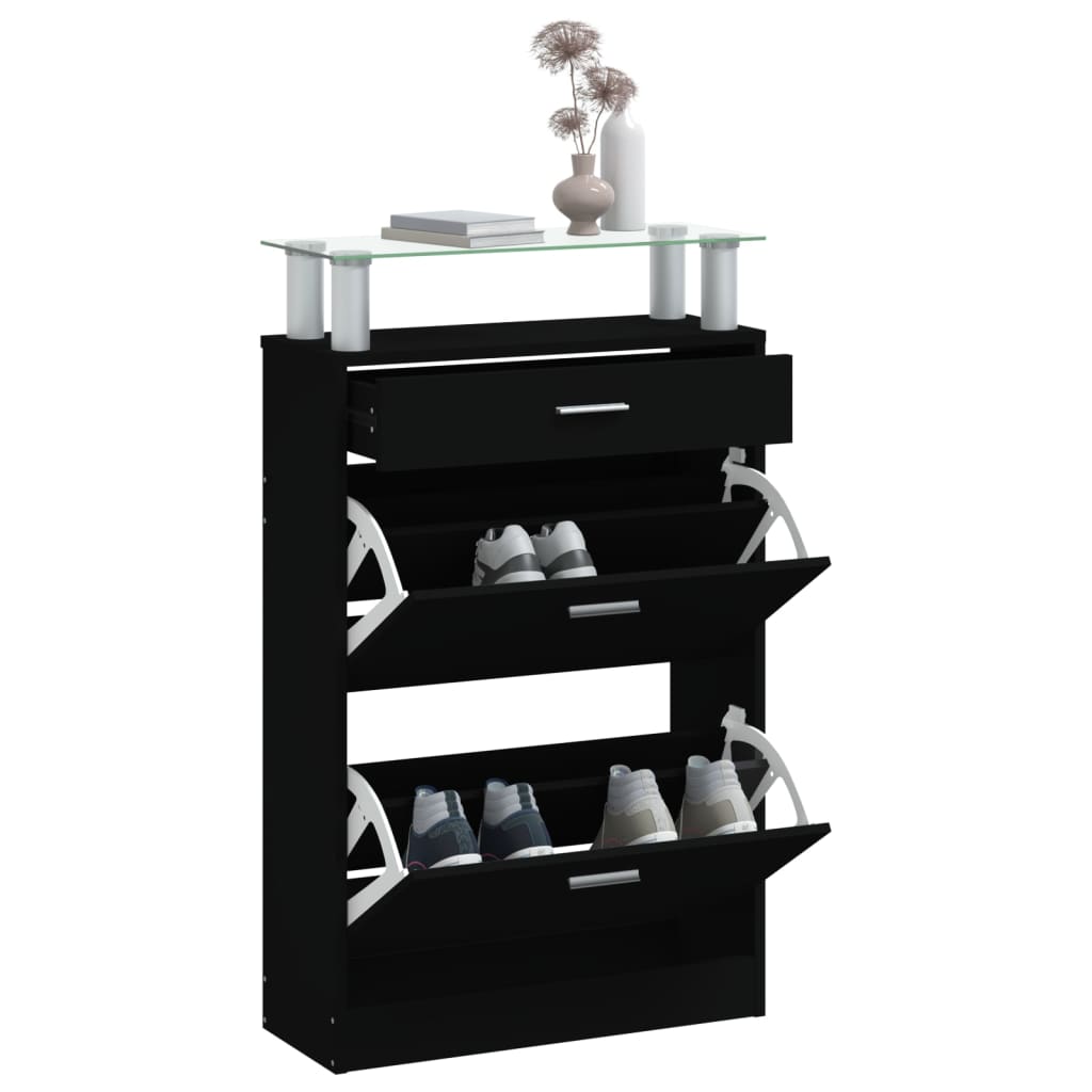 Shoe Cabinet Hand-Finished Pine 3 Drop-Down Drawers Rectangular