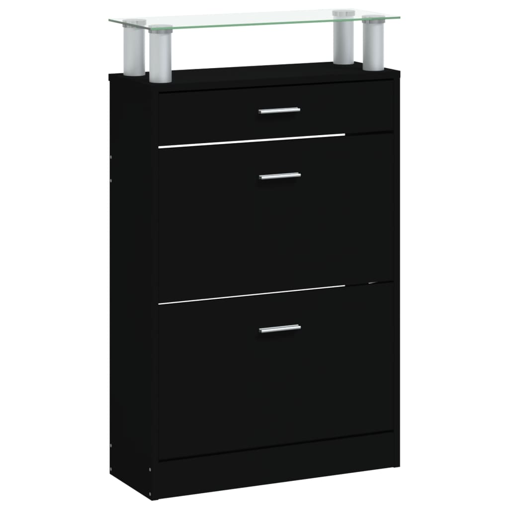Shoe Cabinet Hand-Finished Pine 3 Drop-Down Drawers Rectangular