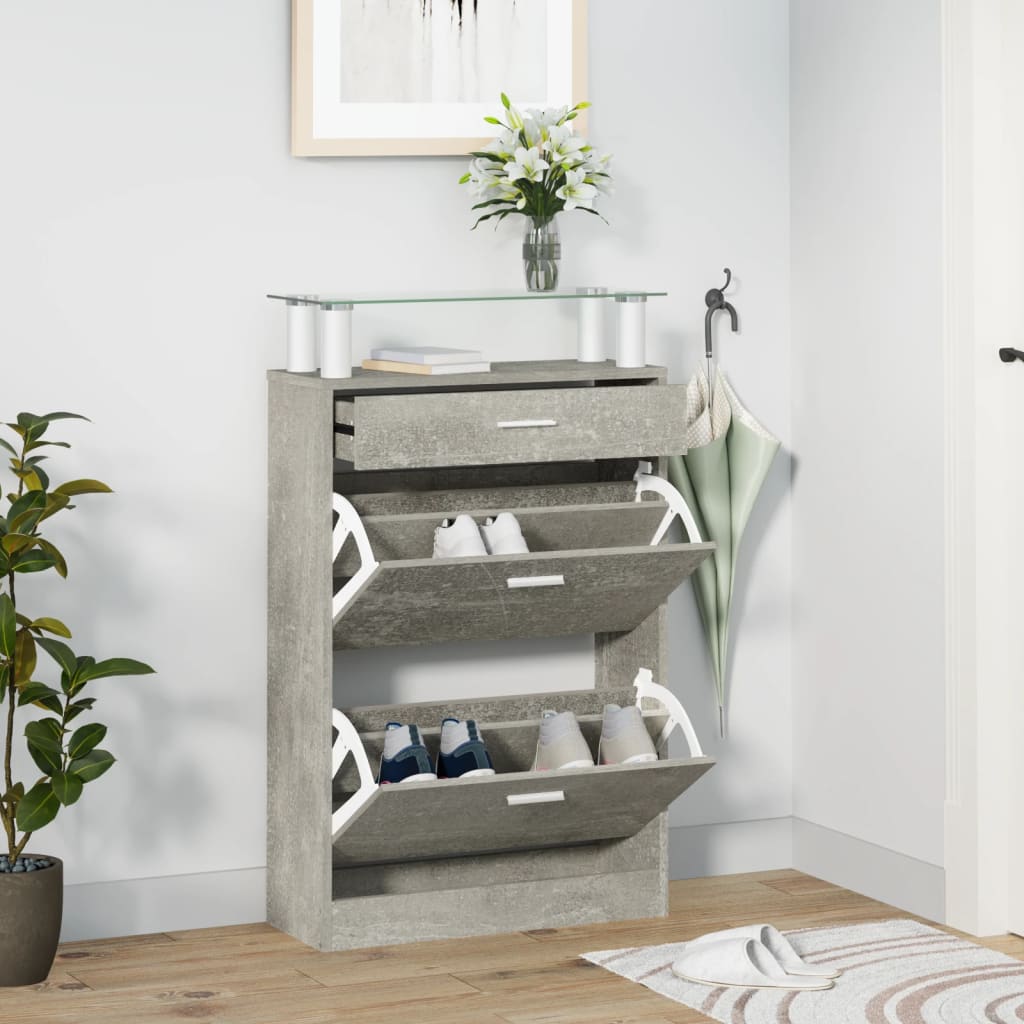 Shoe Cabinet Hand-Finished Pine 3 Drop-Down Drawers Rectangular