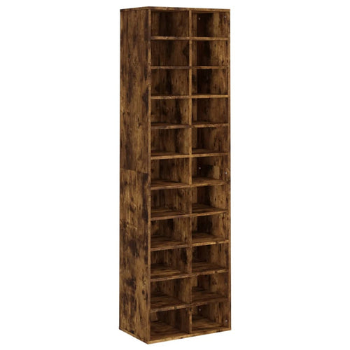 Shoe Cabinet Smoked Oak 24 Drawers Tall