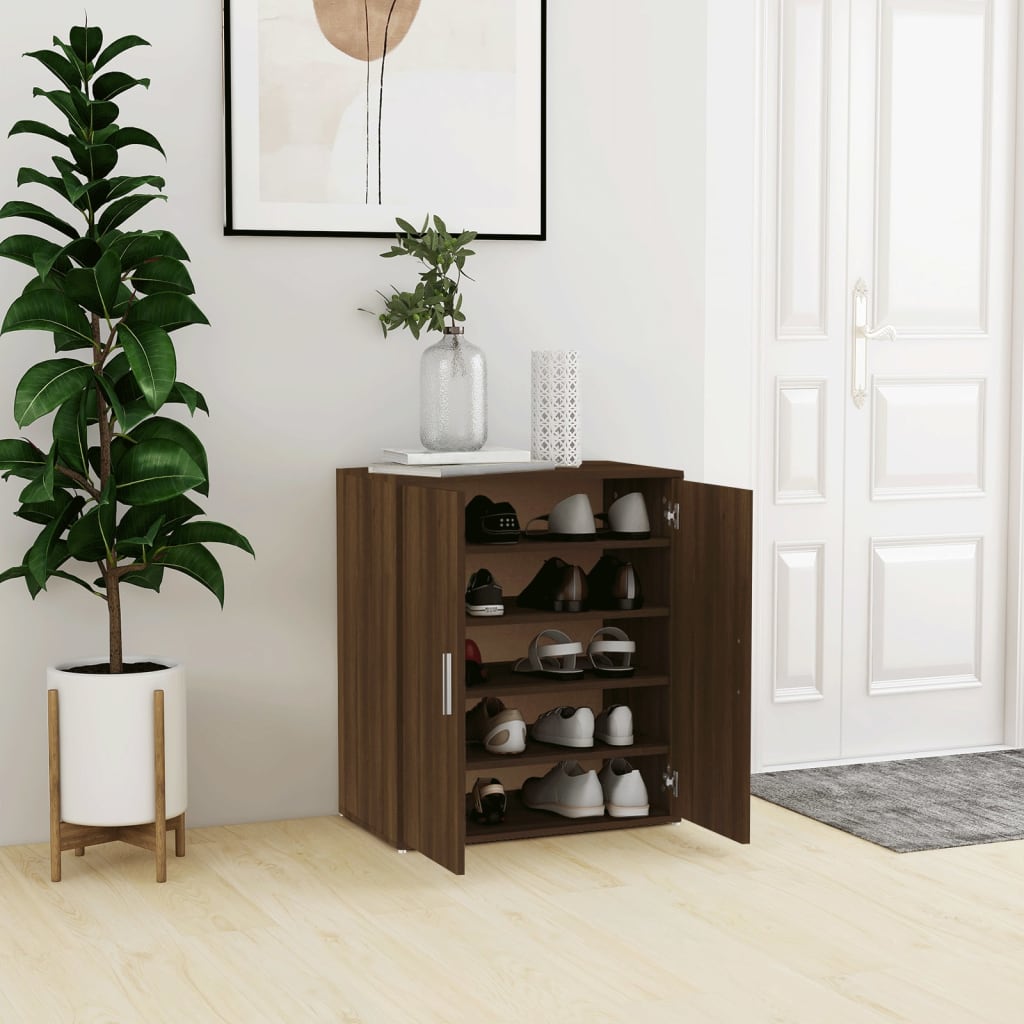 18 Pair 23" Smoked Oak Shoe Cabinet With 5 Tiers
