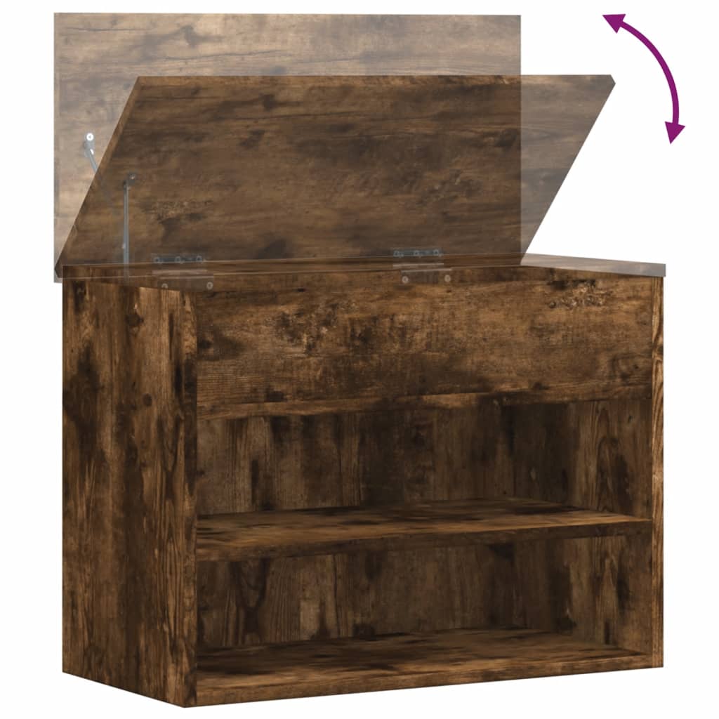 Shoe Chest Smoked Oak Wide & Deep 5 Compartments