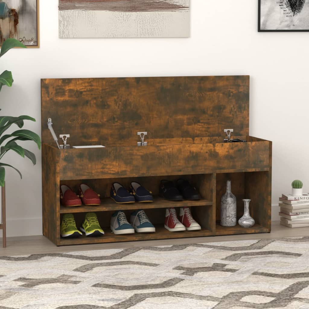 Arc Shoe Chest Smoked Oak Wide & Deep 4 Compartments