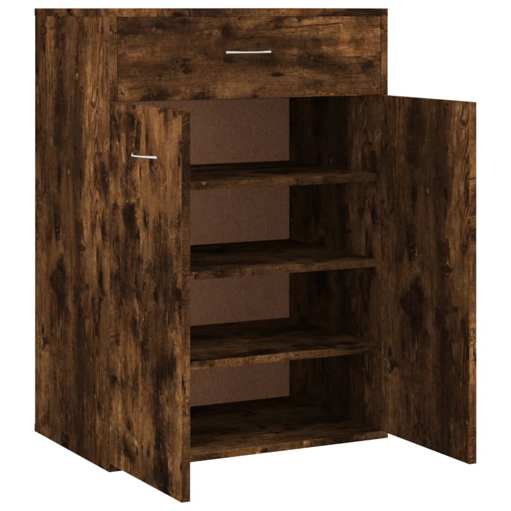 Shoe Cabinet Smoked Reclaimed Oak 3 Compartments Rectangular