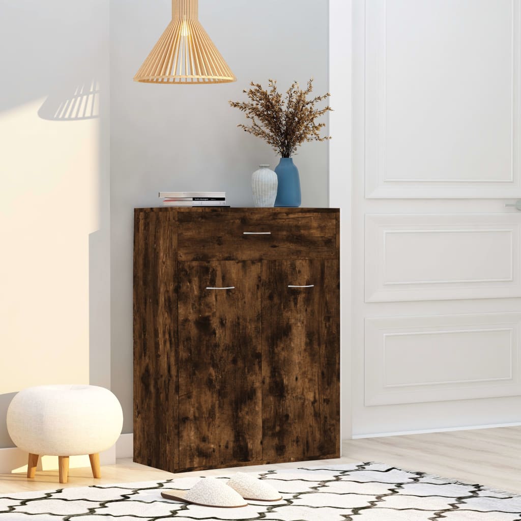 Shoe Cabinet Smoked Reclaimed Oak 3 Compartments Rectangular