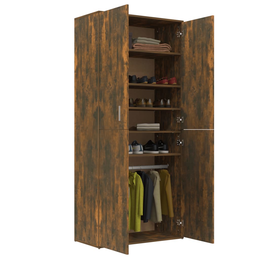 Shoe Cabinet Smoked Oak Tall & Skinny 7 Compartments