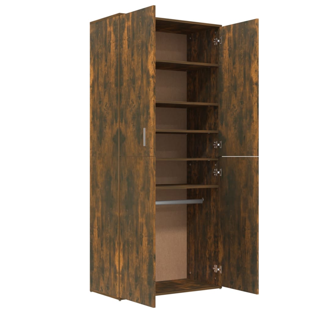 Shoe Cabinet Smoked Oak Tall & Skinny 7 Compartments