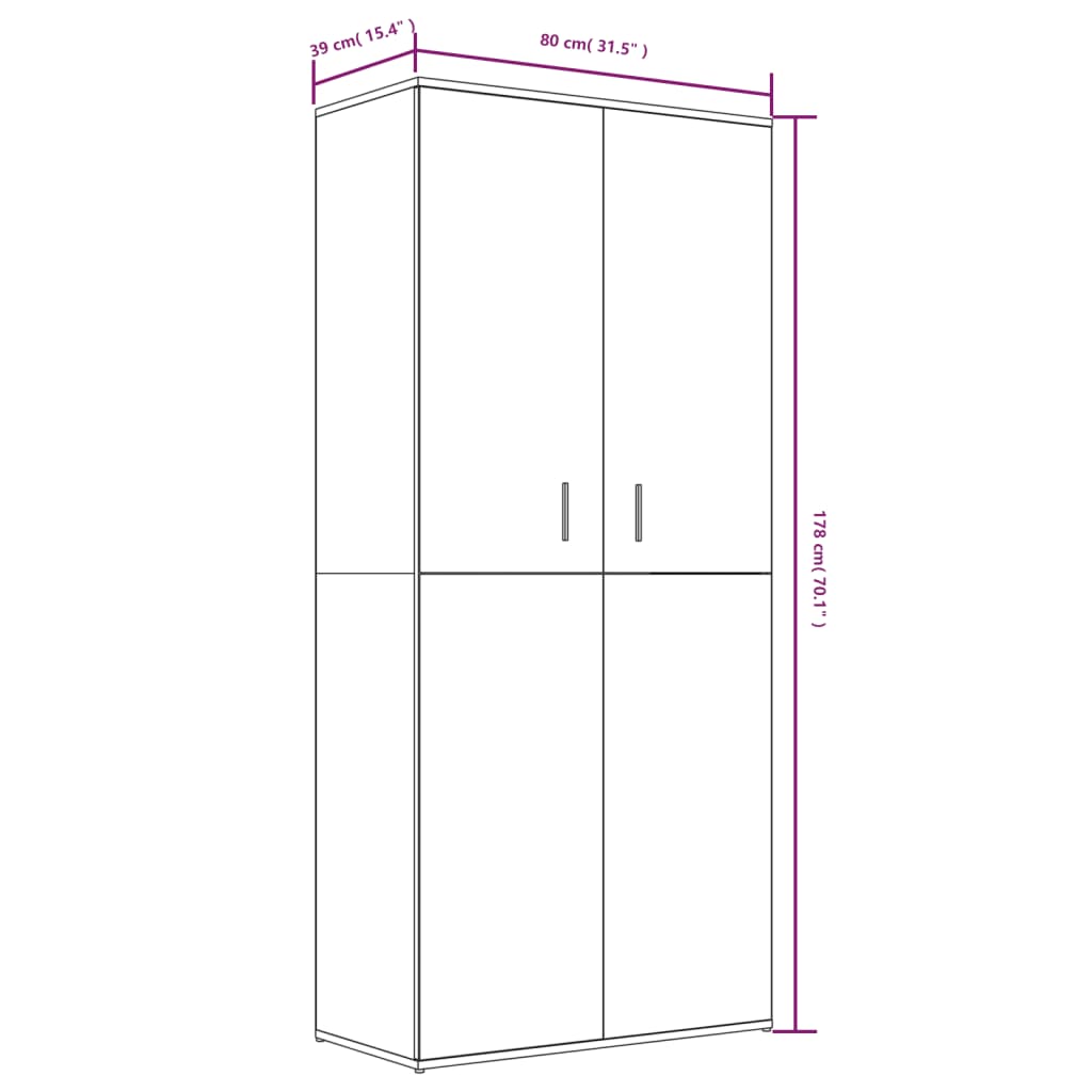 Shoe Cabinet Smoked Oak Tall & Skinny 7 Compartments