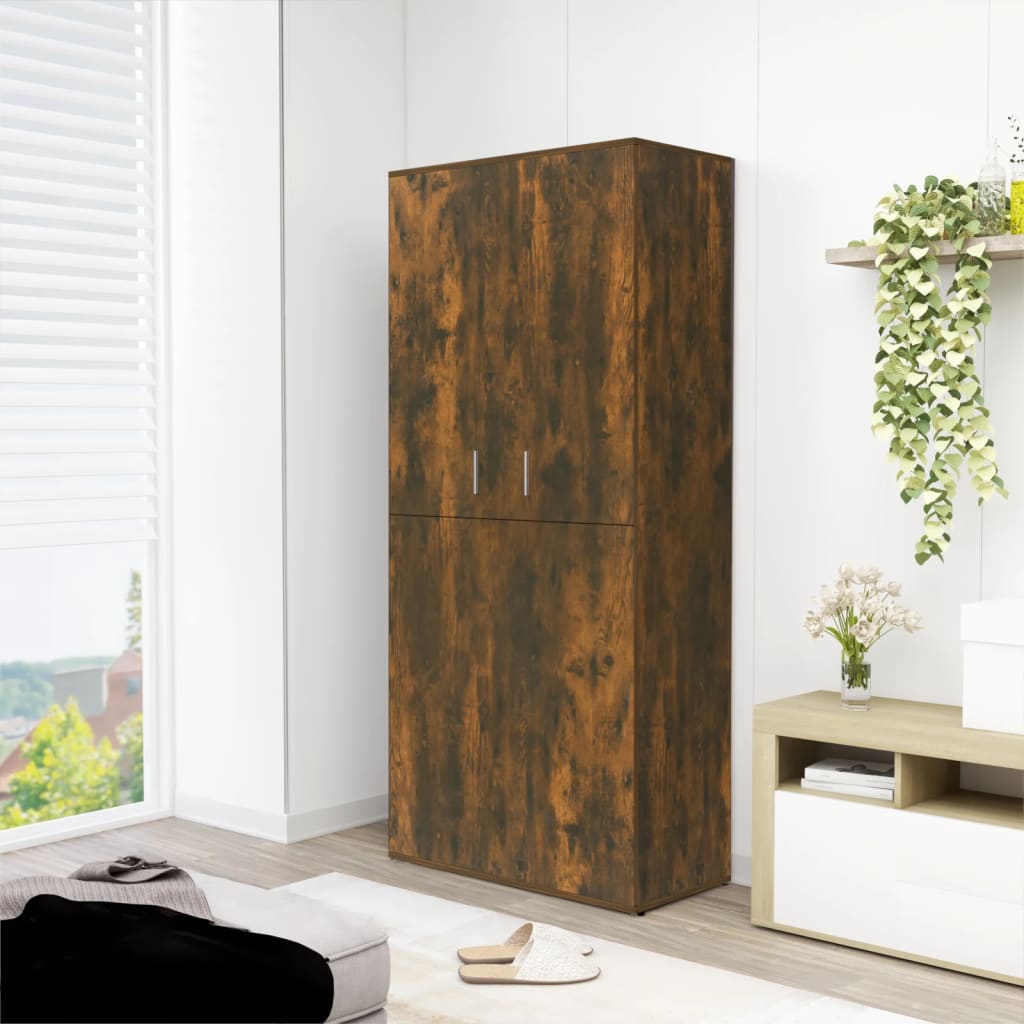 Shoe Cabinet Smoked Oak Tall & Skinny 7 Compartments