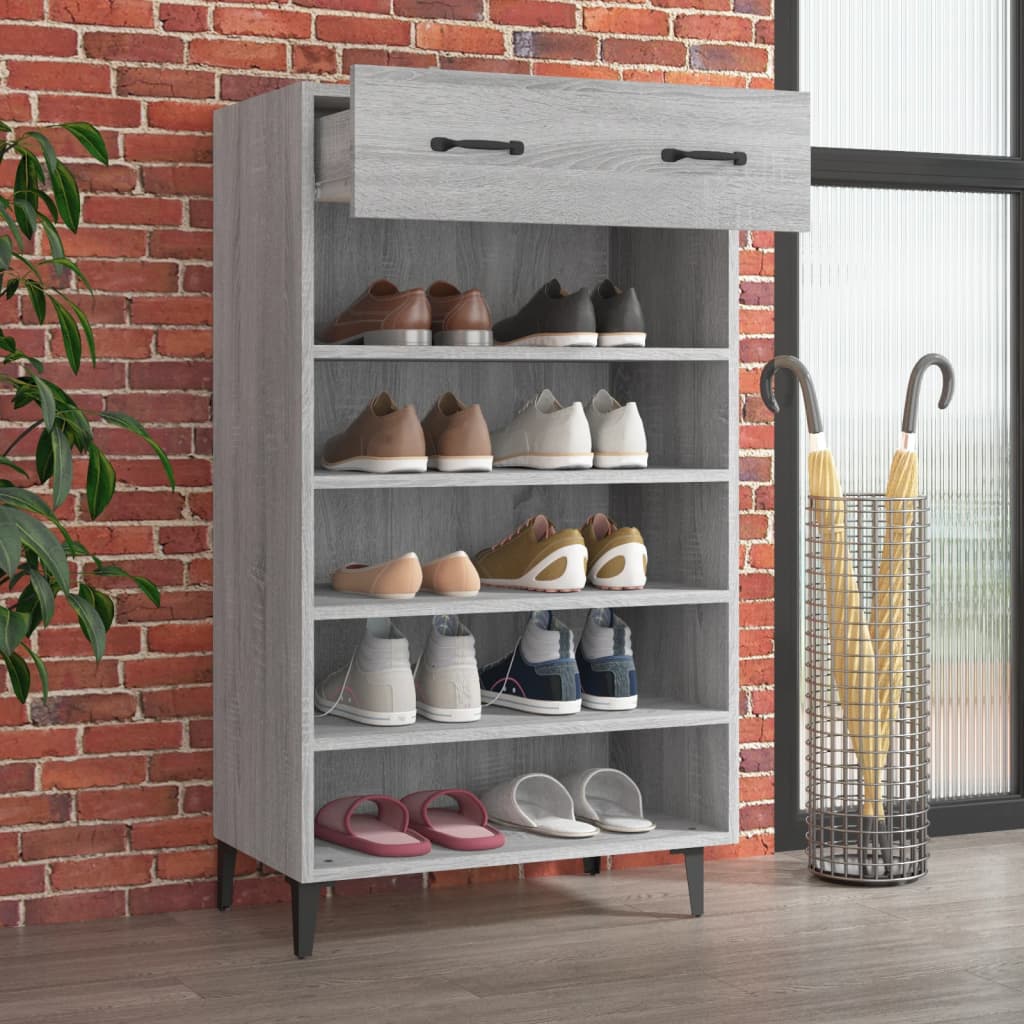 Arc Shoe Cabinet Gray Sonoma Wood Medium 6 Compartments