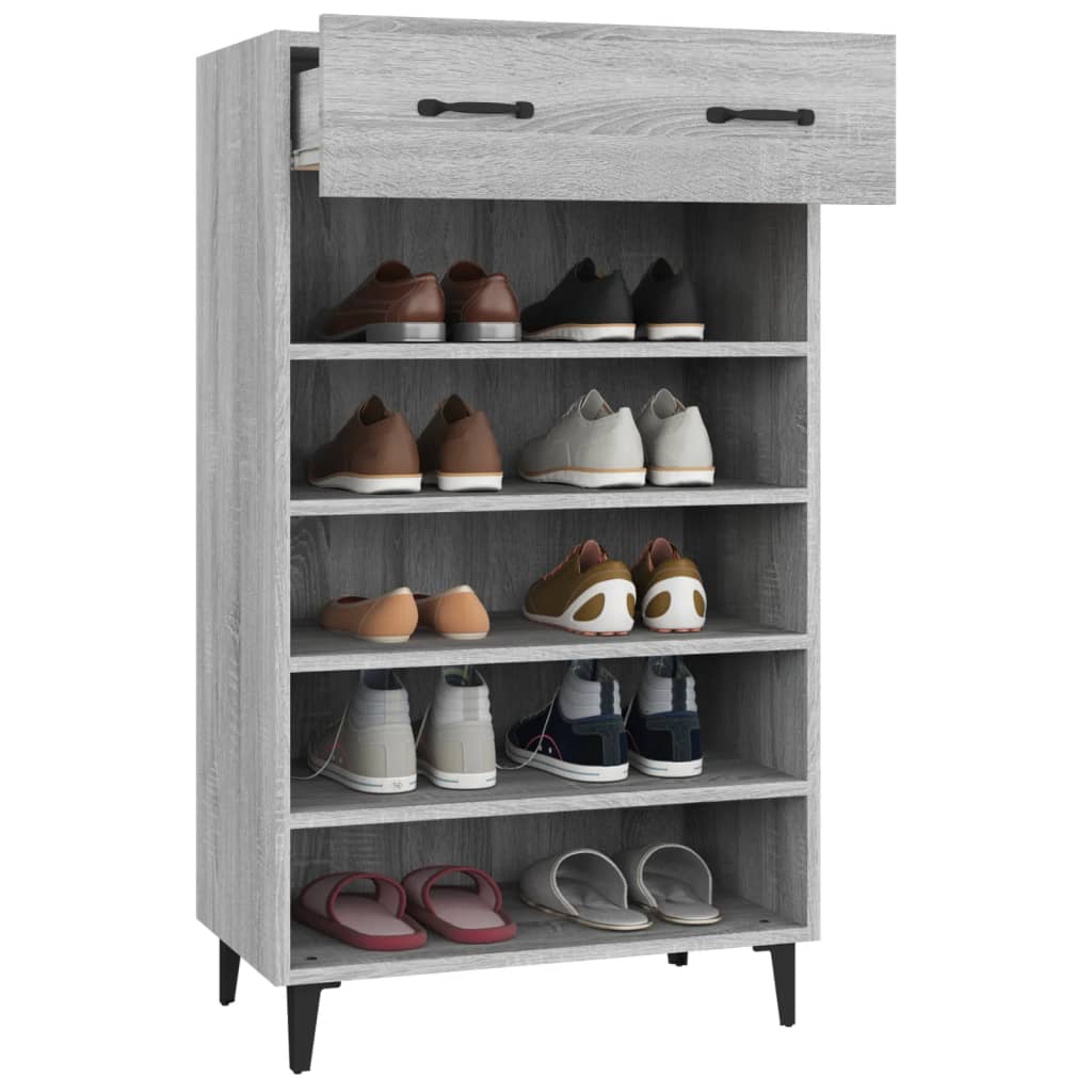 Arc Shoe Cabinet Gray Sonoma Wood Medium 6 Compartments