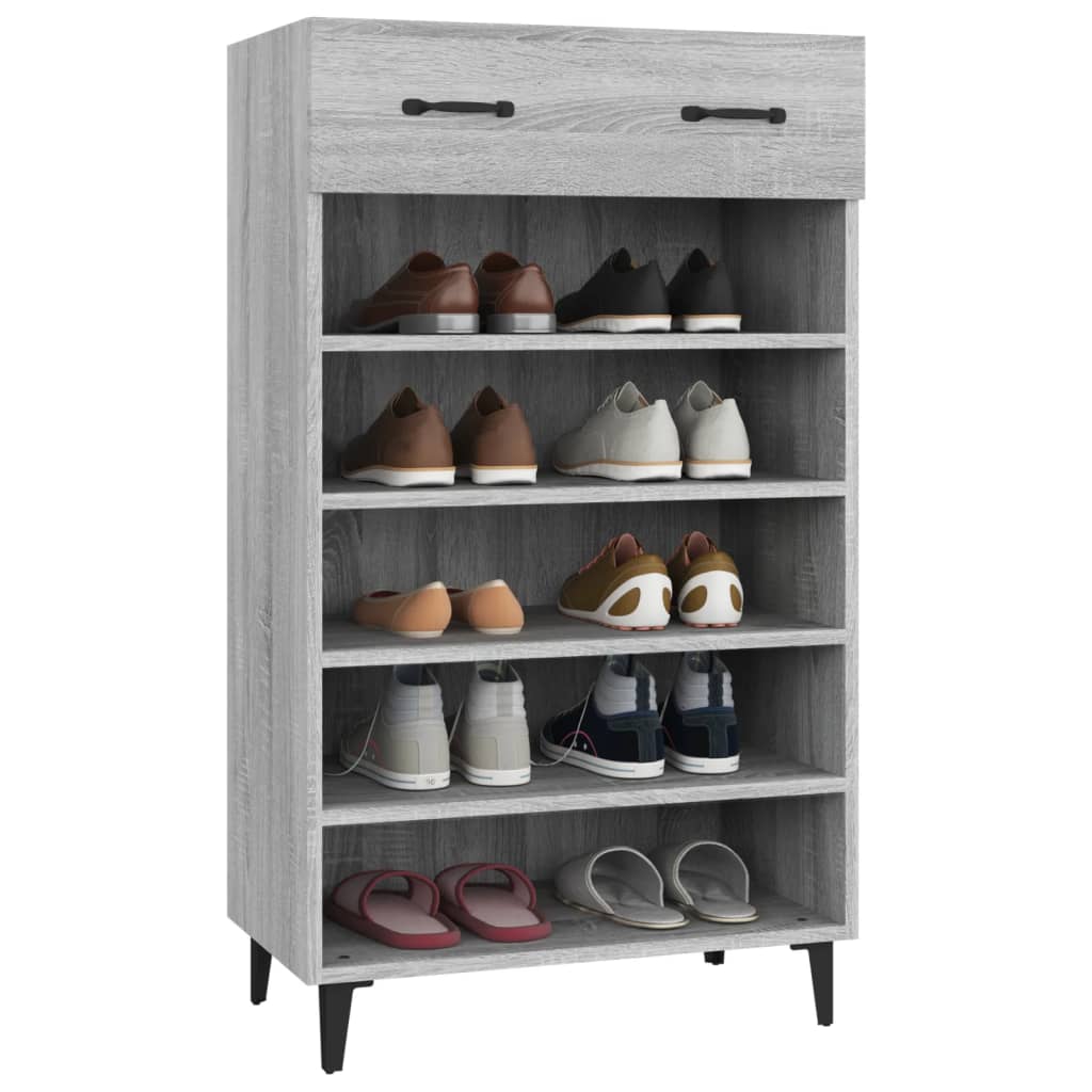 Arc Shoe Cabinet Gray Sonoma Wood Medium 6 Compartments