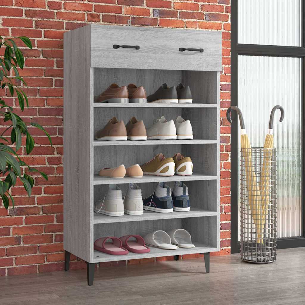 Arc Shoe Cabinet Gray Sonoma Wood Medium 6 Compartments