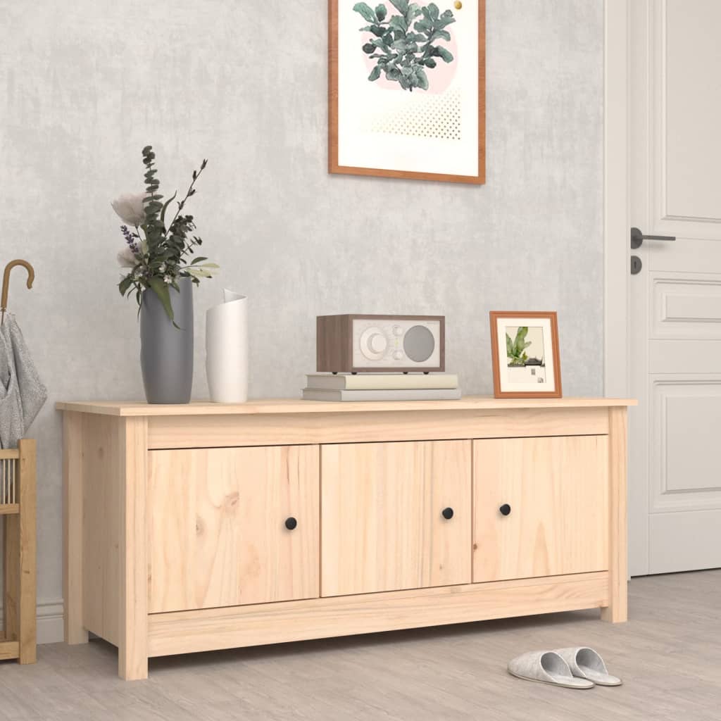Shoe Cabinet Natural Solid Pine Wide & Deep 3 Compartments