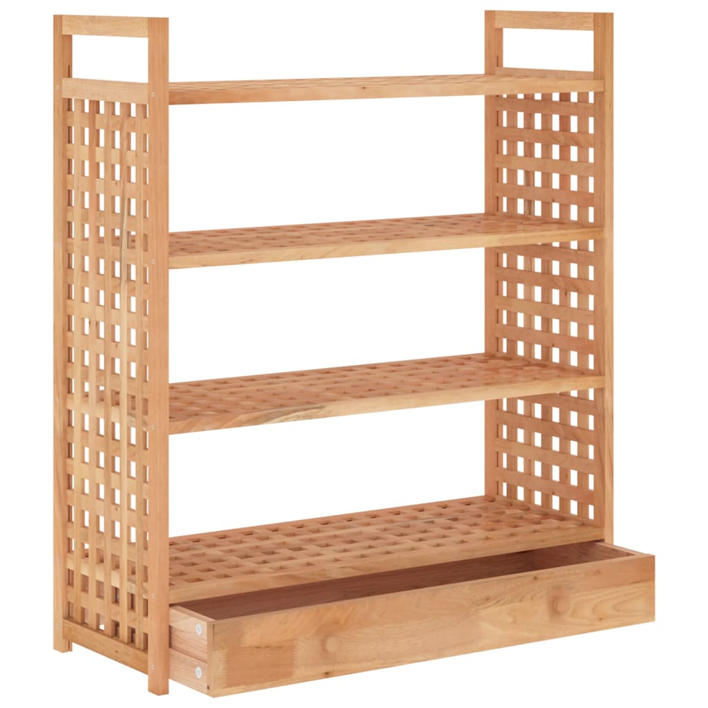 Shoe Rack Solid Walnut 4 Tiers