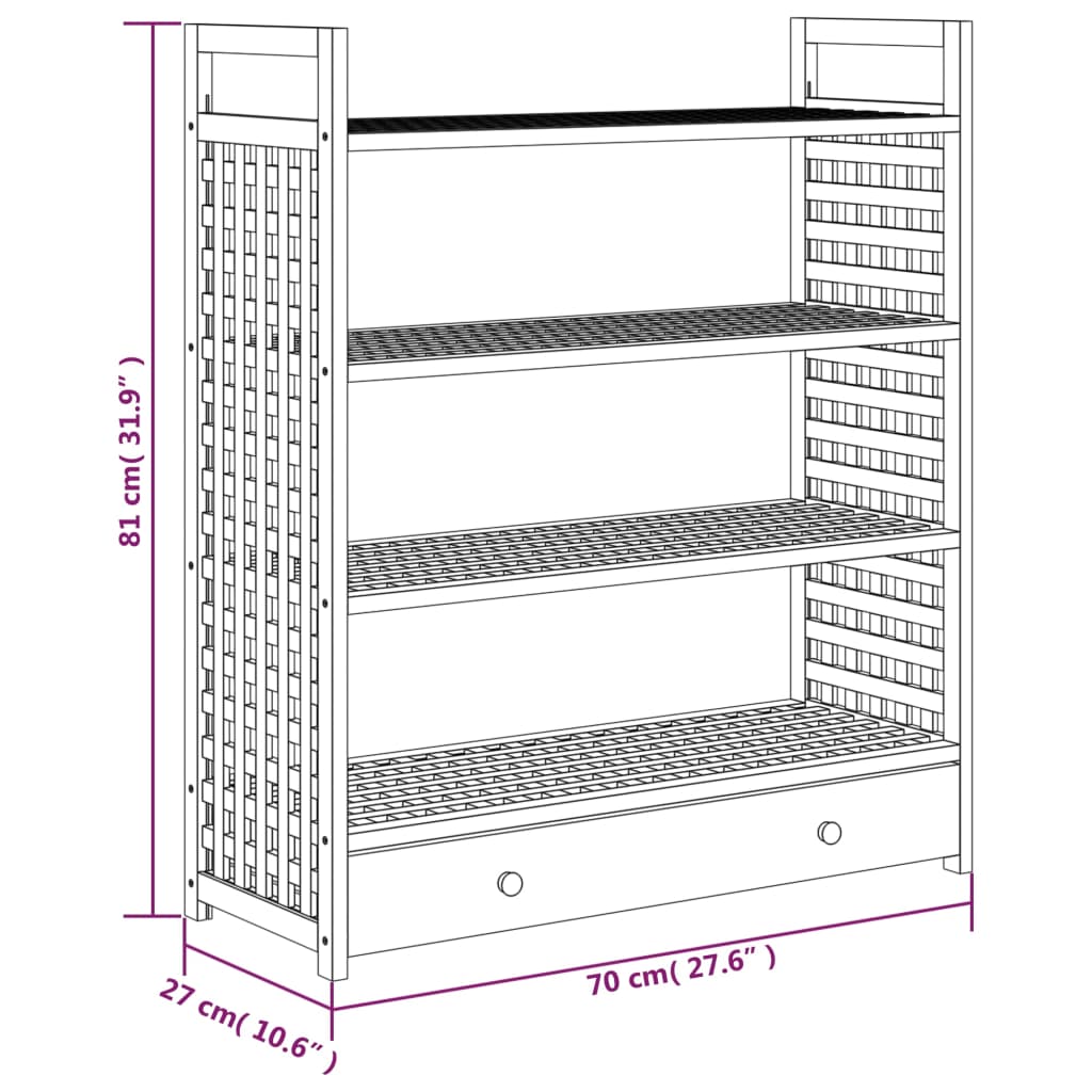 Shoe Rack Solid Walnut 4 Tiers