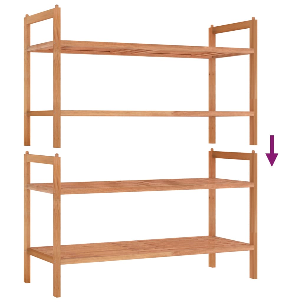 Shoe Rack Solid Walnut 4 Tiers