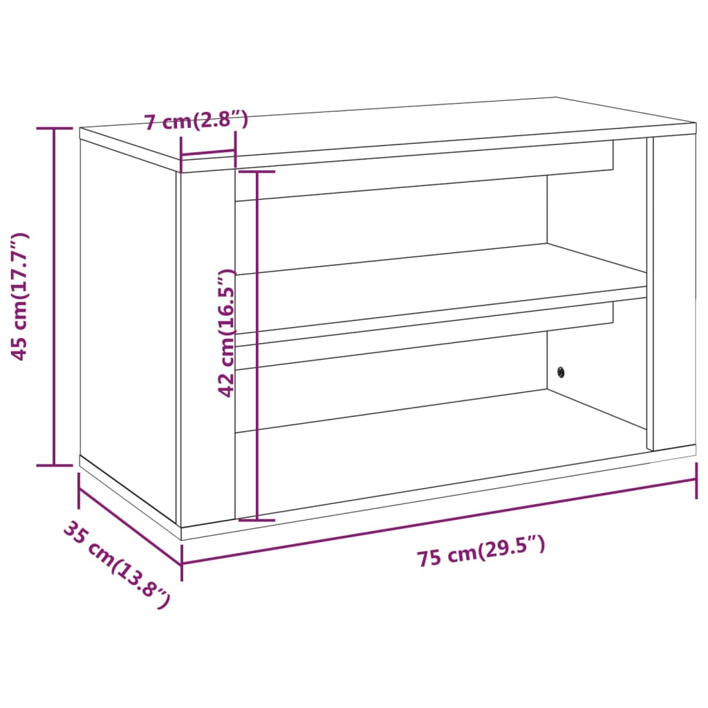 Arc Shoe Bench Smoked Oak Wide & Long 2 Compartments