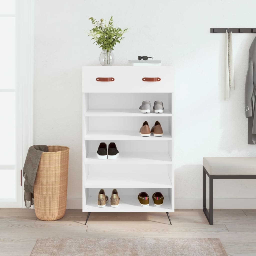 Luxo Shoe Cabinet Solid Oak 6 Compartments Tall & Metal Feet