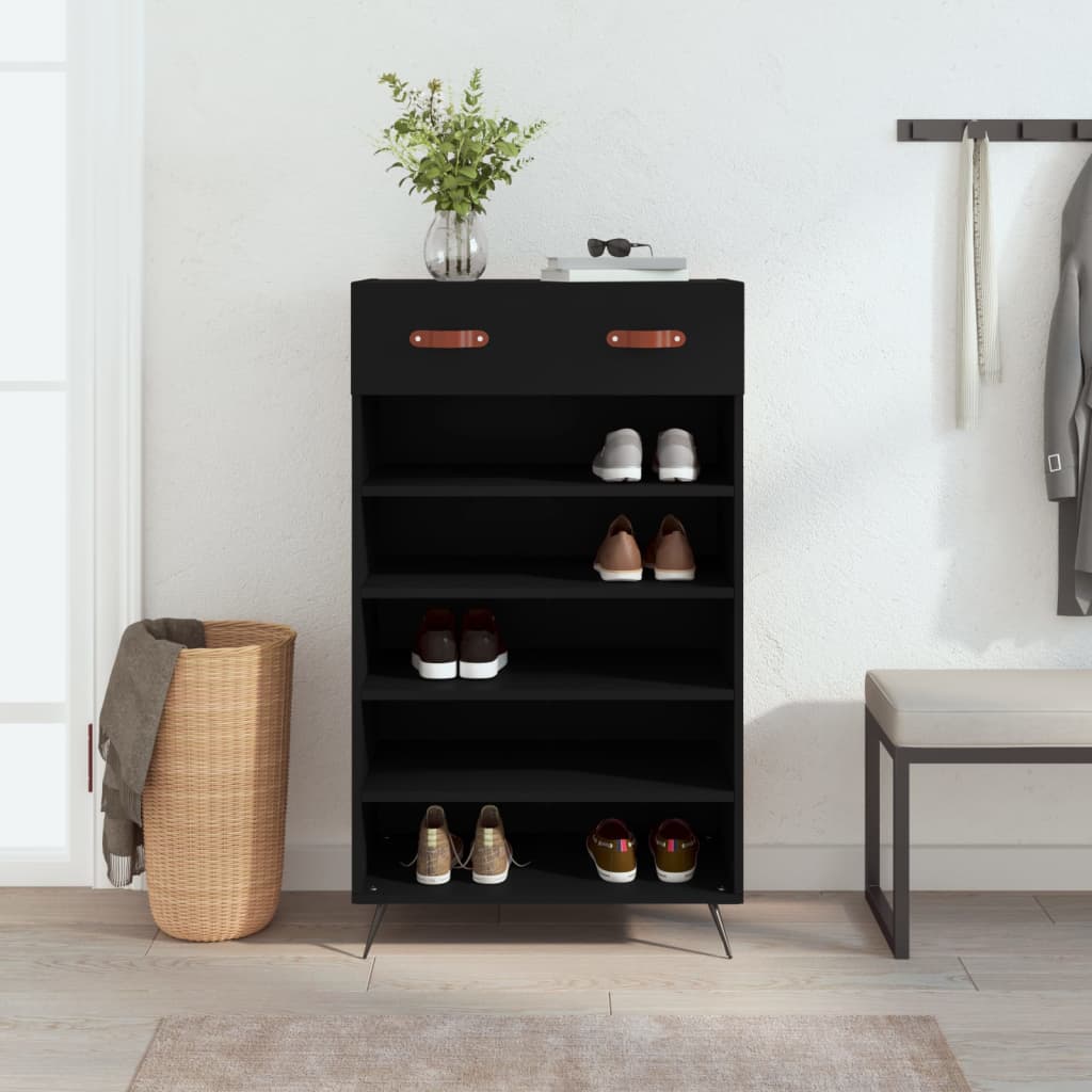 Luxo Shoe Cabinet Solid Oak 6 Compartments Tall & Metal Feet