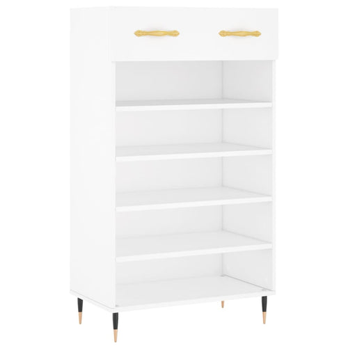 Luxo Shoe Cabinet Solid Oak 6 Compartments Tall & Metal Feet