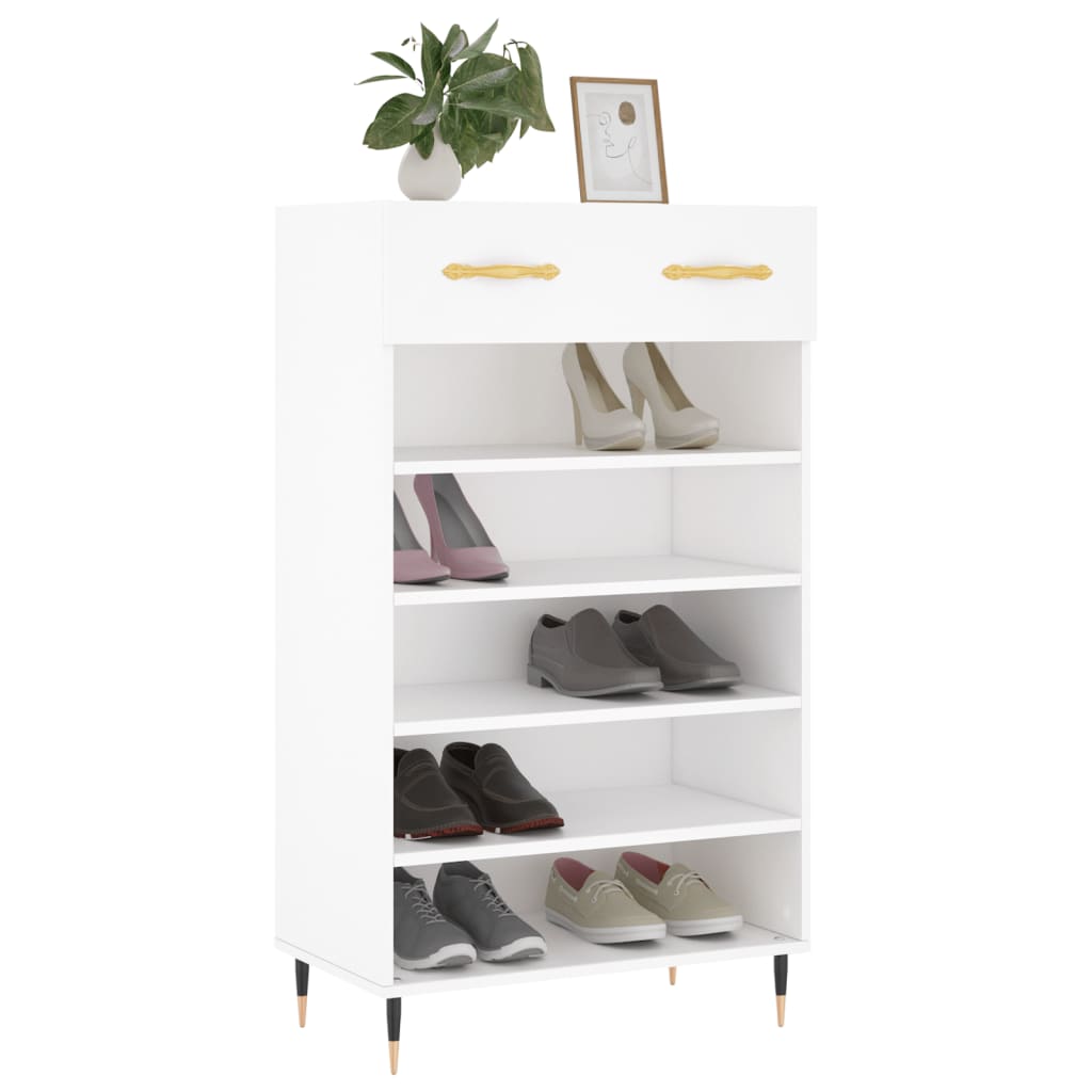 Luxo Shoe Cabinet Solid Oak 6 Compartments Tall & Metal Feet