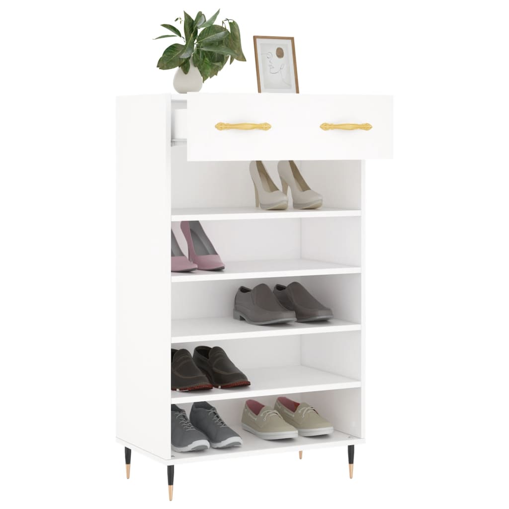 Luxo Shoe Cabinet Solid Oak 6 Compartments Tall & Metal Feet