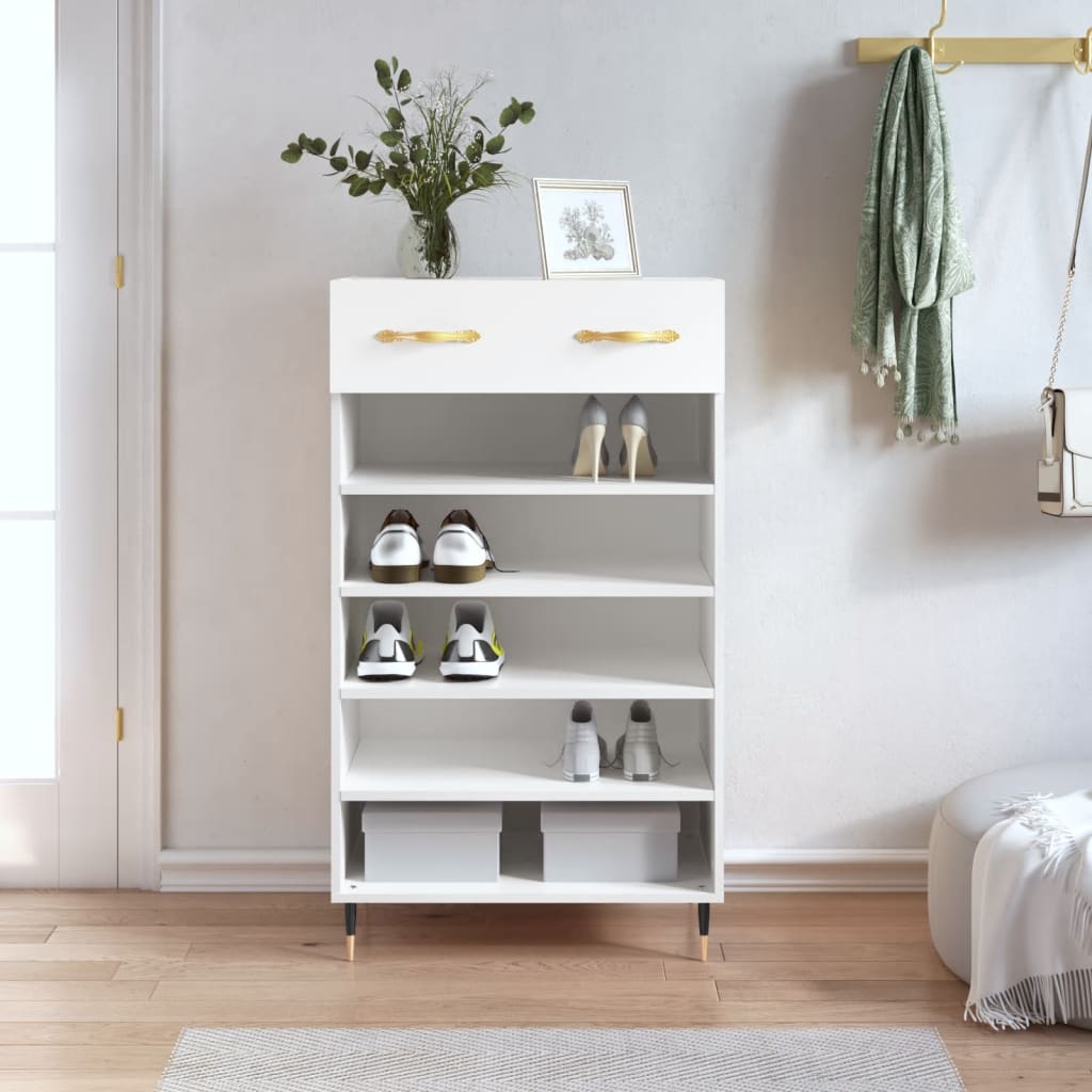 Luxo Shoe Cabinet Solid Oak 6 Compartments Tall & Metal Feet
