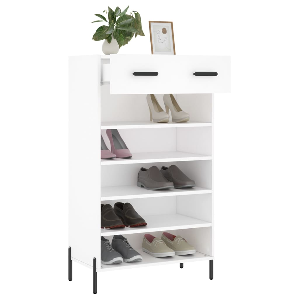Luxo Shoe Cabinet Solid Oak 6 Compartments Tall & Metal Feet