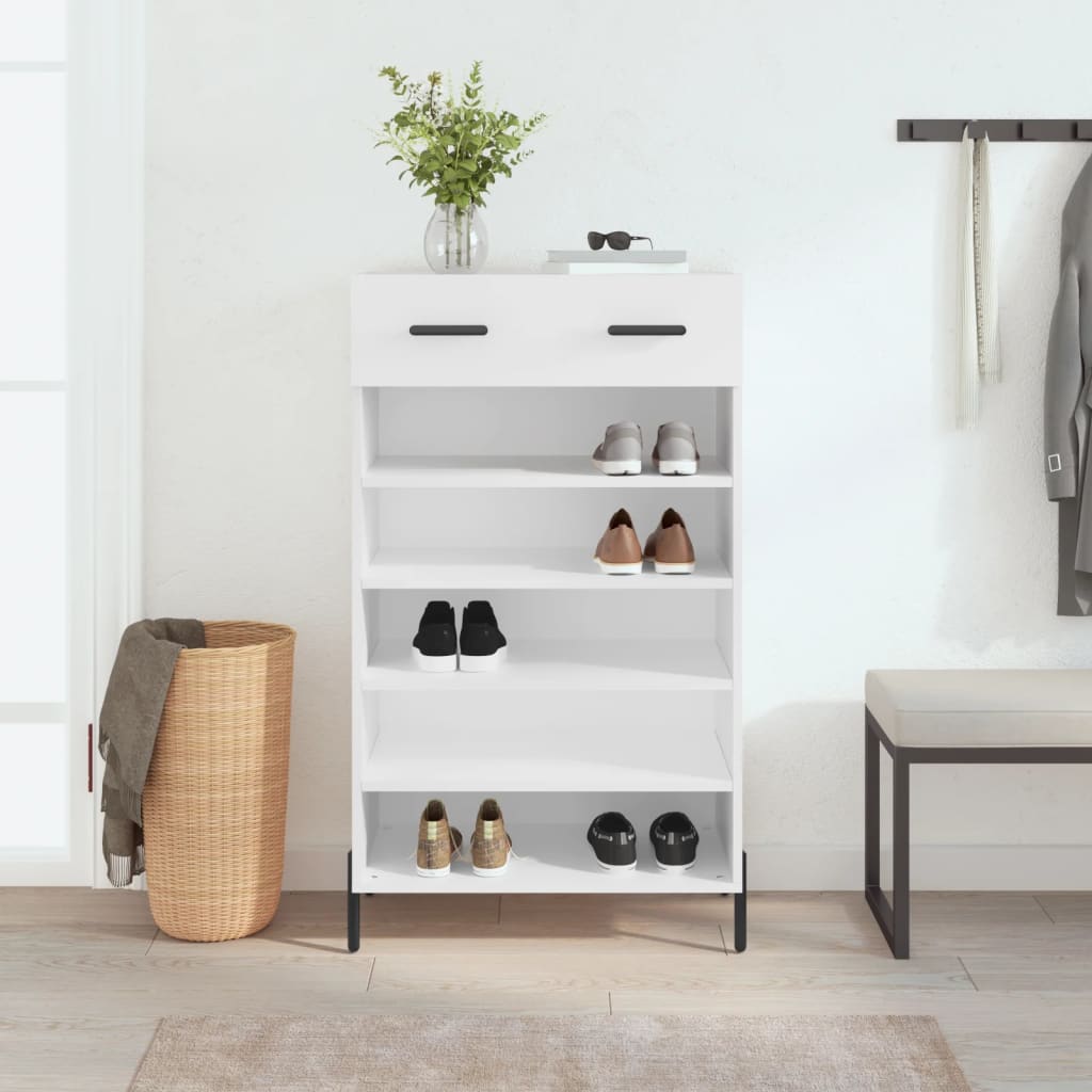 Luxo Shoe Cabinet Solid Oak 6 Compartments Tall & Metal Feet