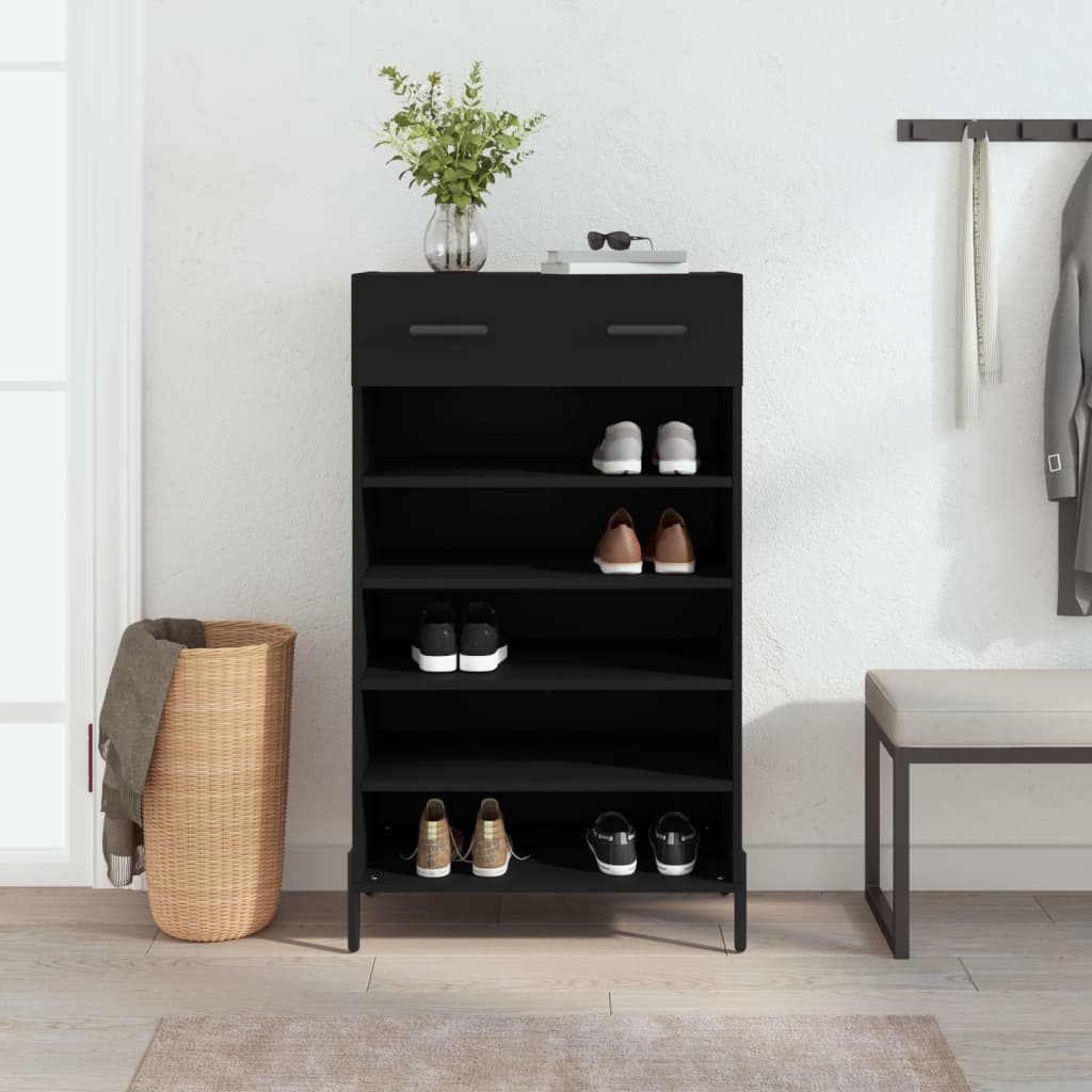 Luxo Shoe Cabinet Solid Oak 6 Compartments Tall & Metal Feet