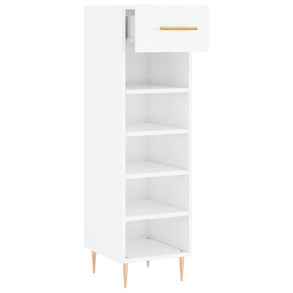 Luxo Shoe Cabinet Solid Oak 5 Compartments Tall & Skinny & Metal Feet
