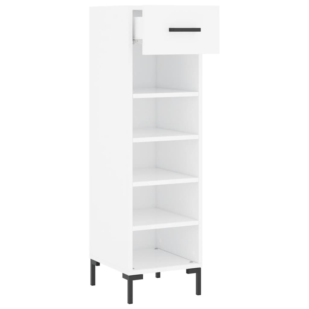 Luxo Shoe Cabinet Solid Oak 5 Compartments Tall & Skinny & Metal Feet