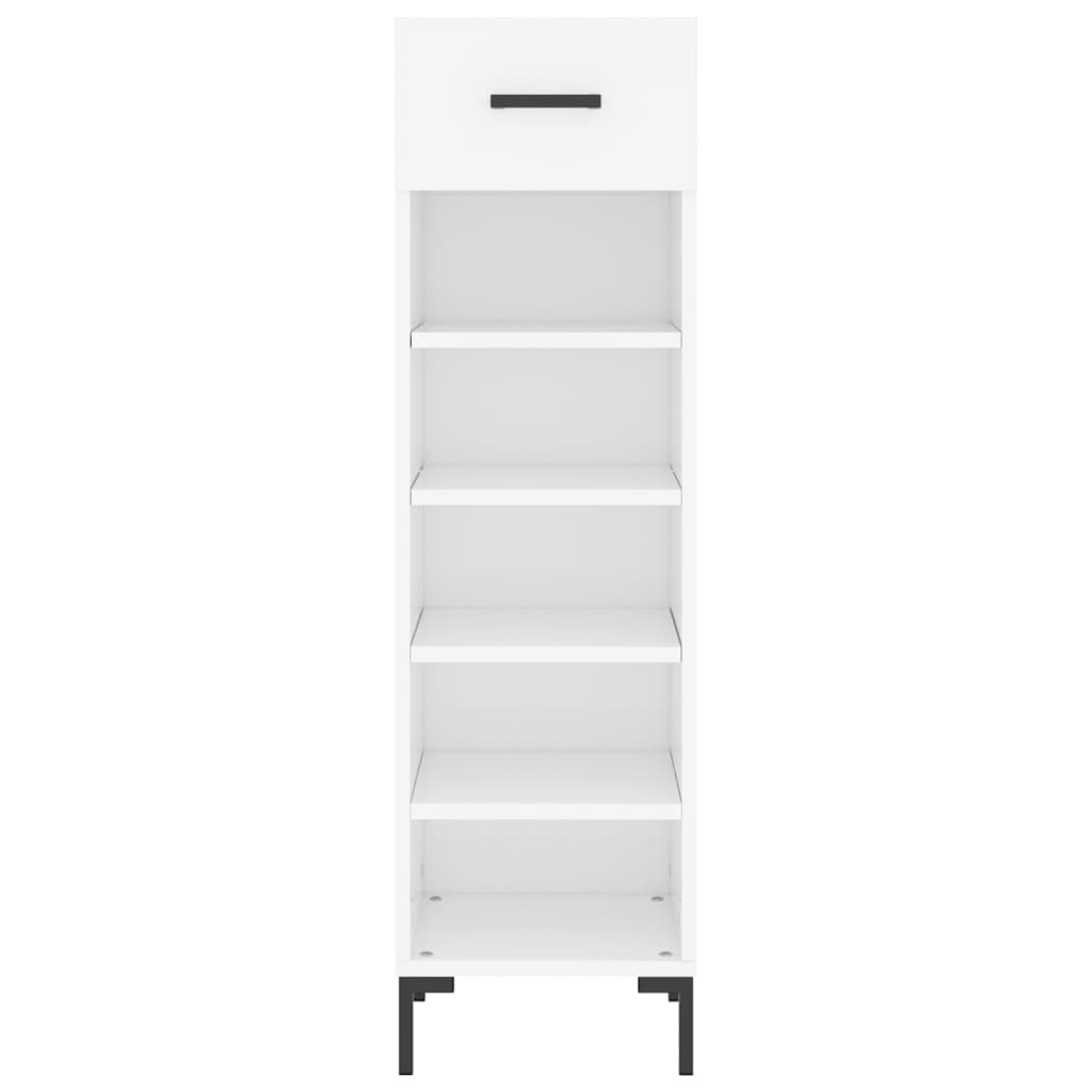 Luxo Shoe Cabinet Solid Oak 5 Compartments Tall & Skinny & Metal Feet