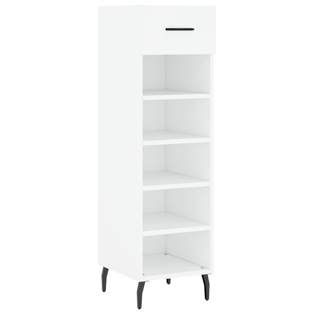 Luxo Shoe Cabinet Solid Oak 5 Compartments Tall & Skinny & Metal Feet