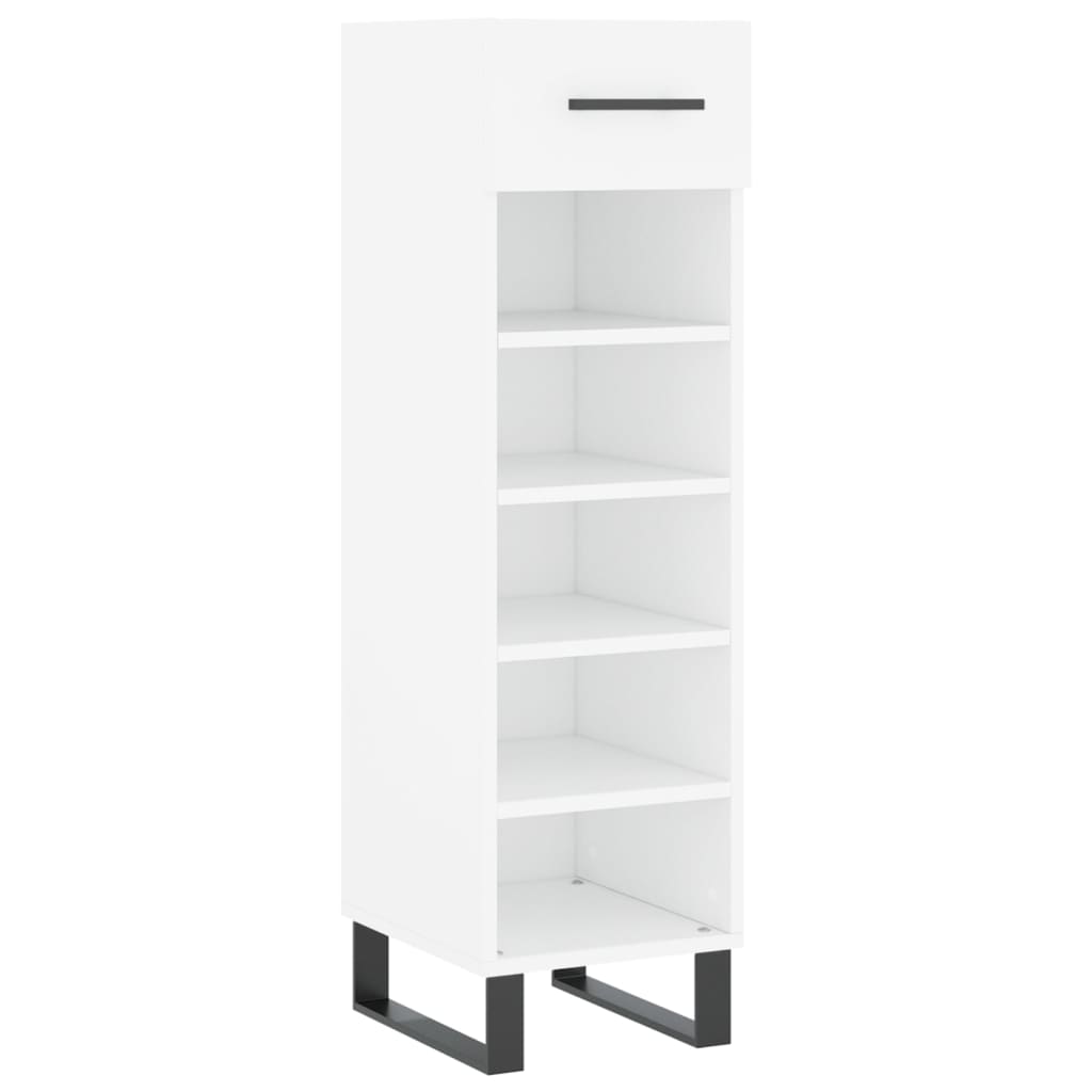 Luxo Shoe Cabinet Solid Oak 5 Compartments Tall & Skinny & Metal Feet