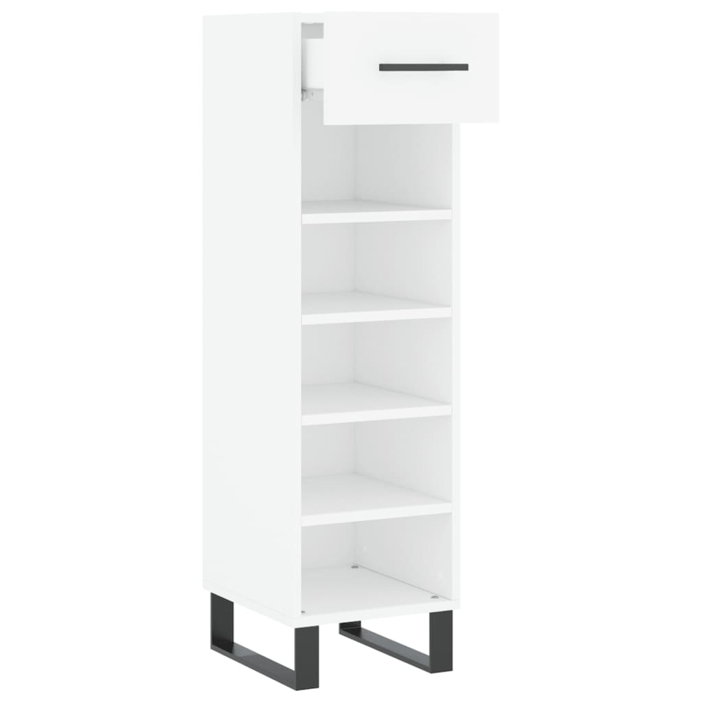 Luxo Shoe Cabinet Solid Oak 5 Compartments Tall & Skinny & Metal Feet