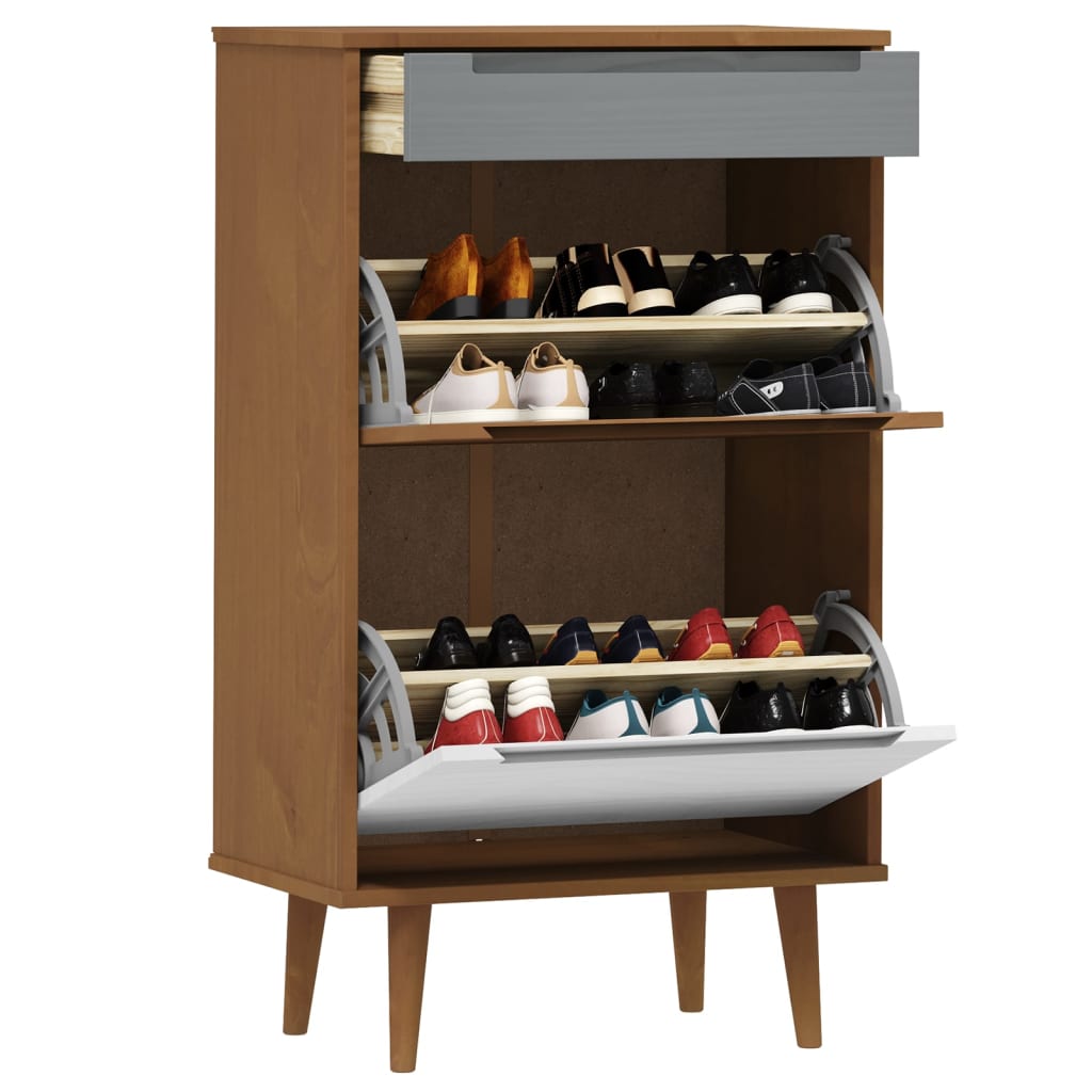 Shoe Cabinet Solid Pine Rectangular 3 Drawers