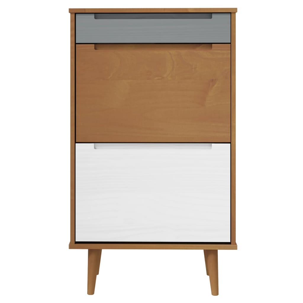 Shoe Cabinet Solid Pine Rectangular 3 Drawers