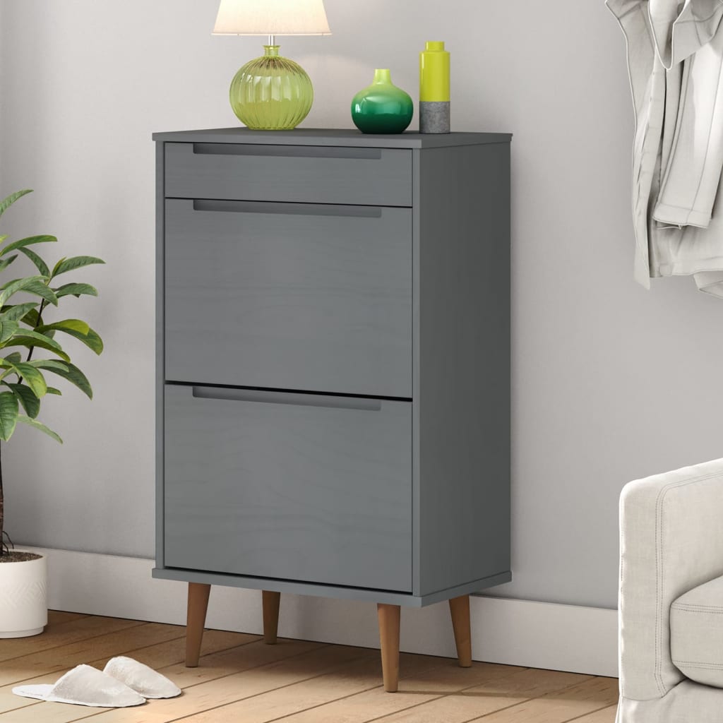 Shoe Cabinet Solid Pine Rectangular 3 Drawers